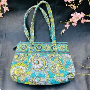 Vera Bradley Colorful Tote Bag Purse Turquoise Blue Lime Green